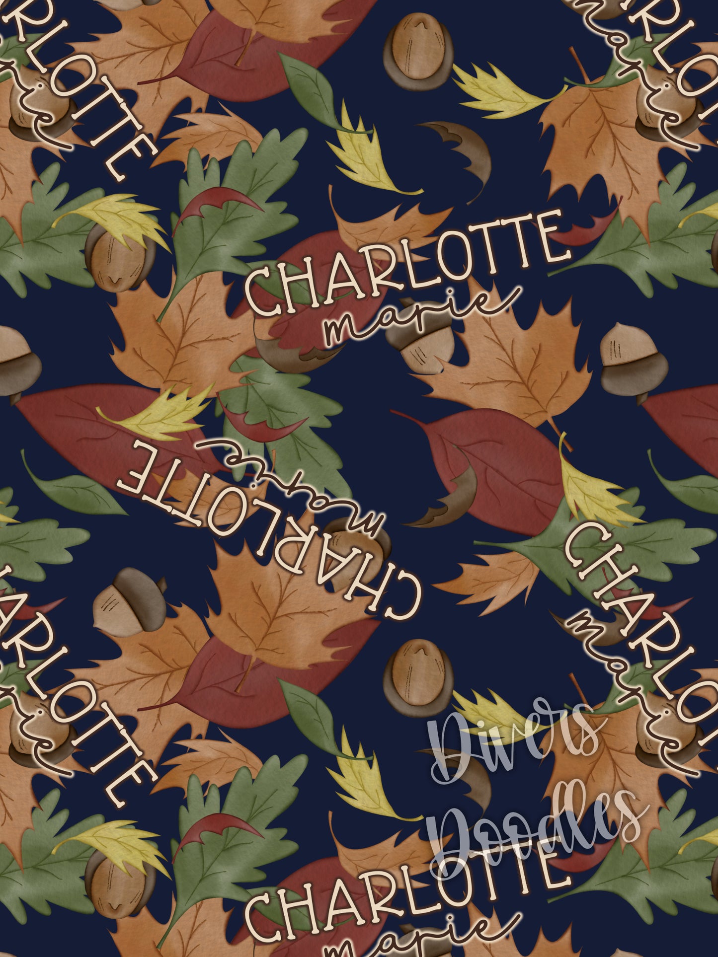 Fall Leaves Custom Name Seamless Pattern