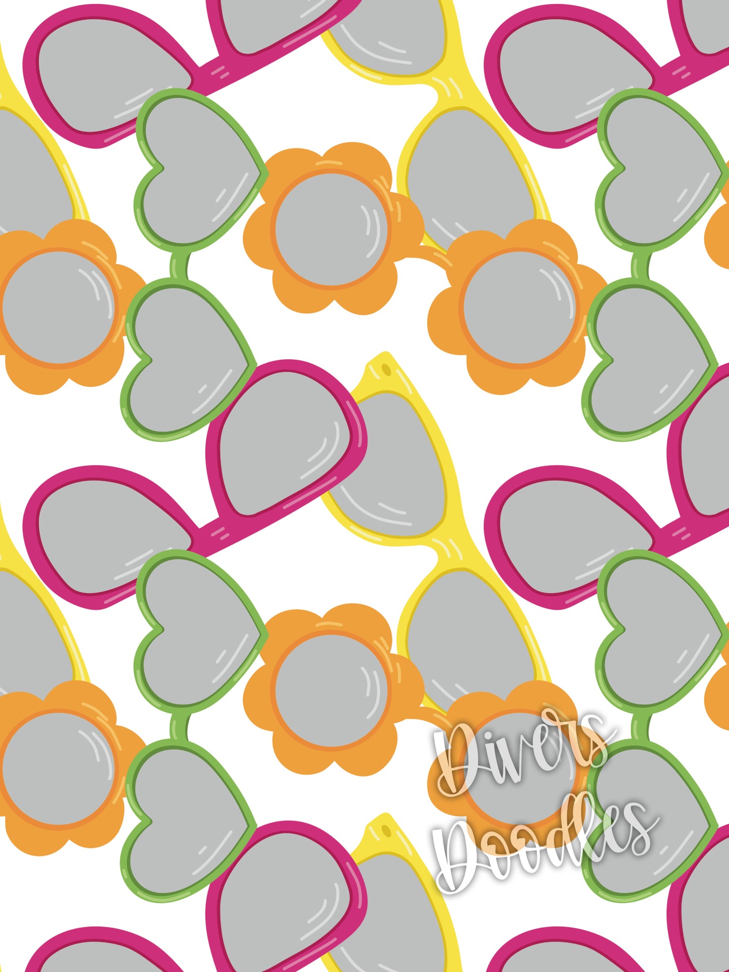 Sunglasses Seamless File, Summer Digital Paper, Summer Seamless Pattern, Collage Seamless File, Retro Background Digital, Summer Vibes